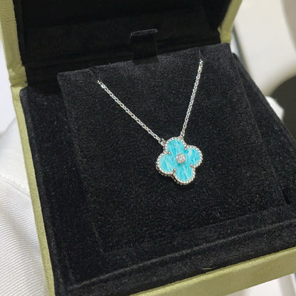 [Everoly JW]CLOVER 15MM DIAMOND SVRES PORCELAIN  NECKLACE SILVER