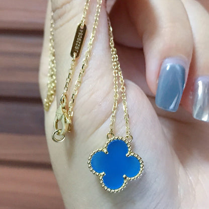 [Everoly JW]CLOVER 15MM BLUE AGATE NECKLACE