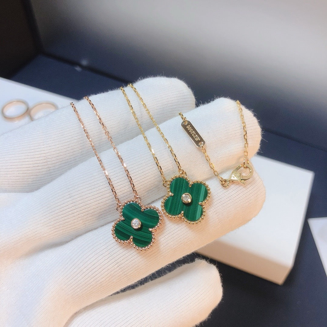 [Everoly JW]CLOVER 15MM DIAMOND TURQUOISE NECKLACE
