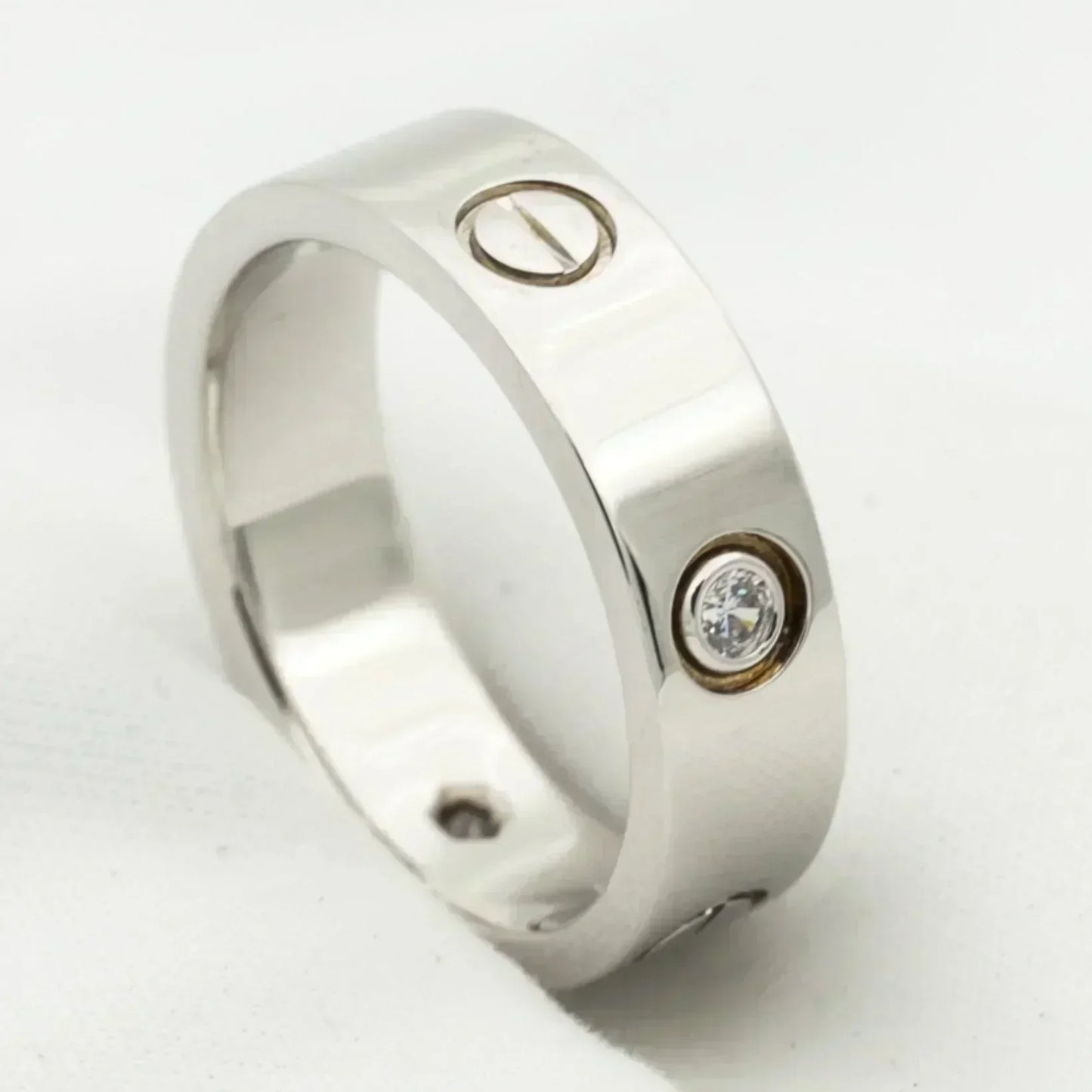 [Everoly JW]LOVE RING 5.5MM 3 DIAMONDS SILVER