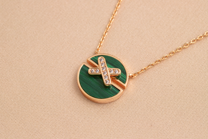 [Everoly JW]JEUX DE PINK GOLD DIAMOND NECKLACE