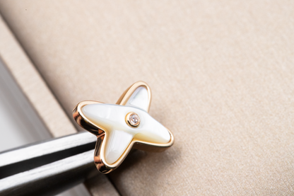 [Everoly JW]JEUX DE WHITE MOP ROSE GOLD DIAMOND EARRINGS