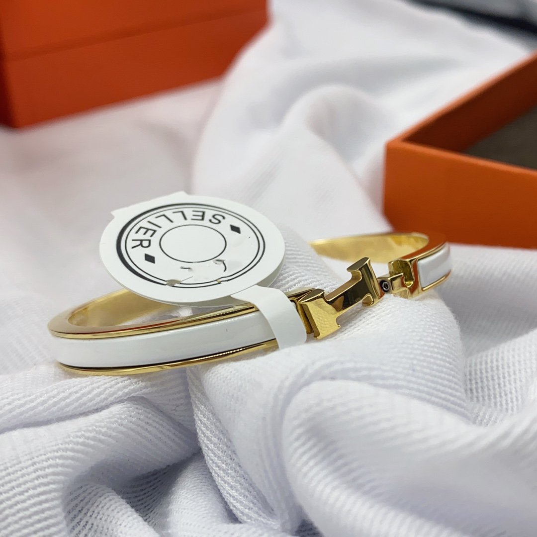 [Everoly JW]CLASSIC HM CLIC WHITE 8MM ENAMEL BRACELET