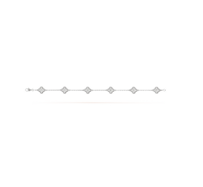 [Everoly JW]CLOVER 6 MOTIF SILVER DIAMOND BRACELET