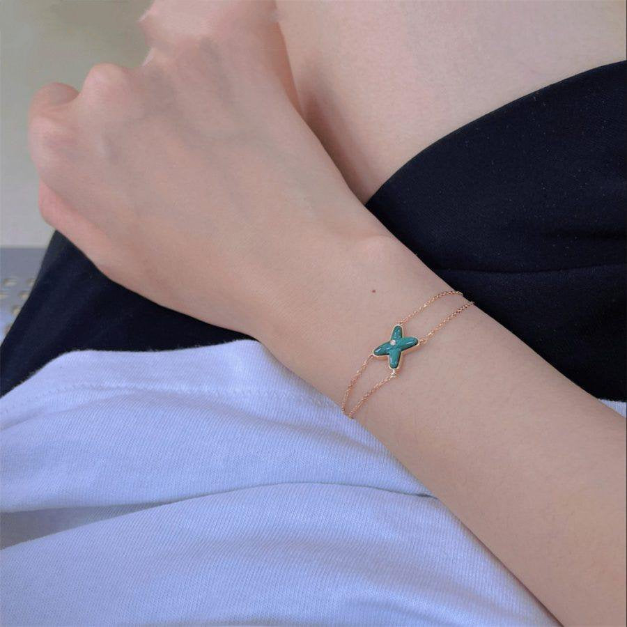 [Everoly JW]JEUX BRACELET MALACHITE PINK GOLD 1 DIAMOND