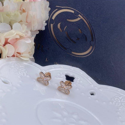 [Everoly JW]JEUX DE PINK GOLD DIAMOND EARRINGS