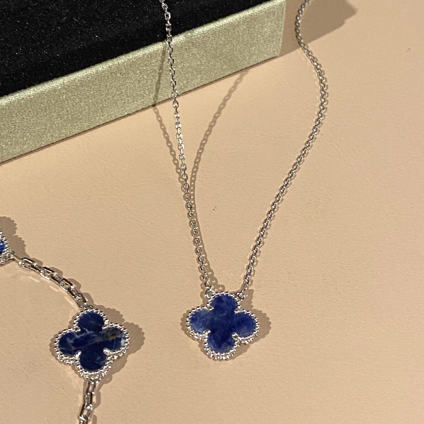[Everoly JW]CLOVER 15MM PIETERSITE NECKLACE SILVER
