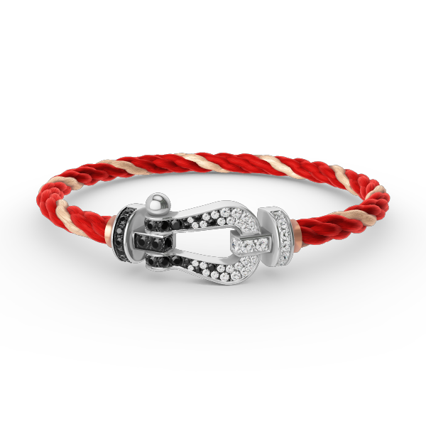 [Everoly JW]FORCE LARGE HORSESHOE BLACK WHITE DIAMOND BRACELET SILVER