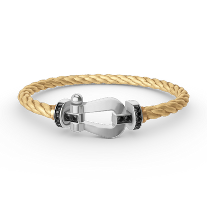 [Everoly JW]FORCE LARGE HORSESHOE BLACK DIAMOND BRACELET SILVER