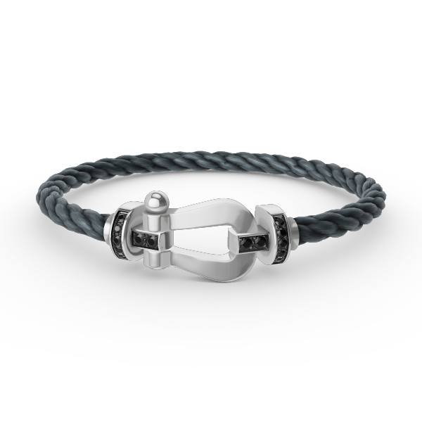 [Everoly JW]FORCE LARGE HORSESHOE BLACK DIAMOND BRACELET SILVER
