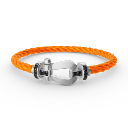 [Everoly JW]FORCE LARGE HORSESHOE BLACK DIAMOND BRACELET SILVER