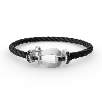 [Everoly JW]FORCE LARGE HORSESHOE BLACK DIAMOND BRACELET SILVER