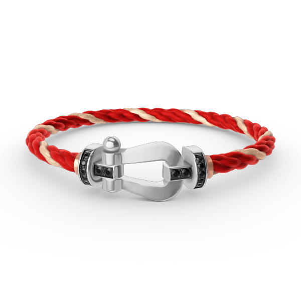 [Everoly JW]FORCE LARGE HORSESHOE BLACK DIAMOND BRACELET SILVER