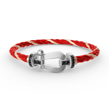 [Everoly JW]FORCE LARGE HORSESHOE BLACK DIAMOND BRACELET SILVER