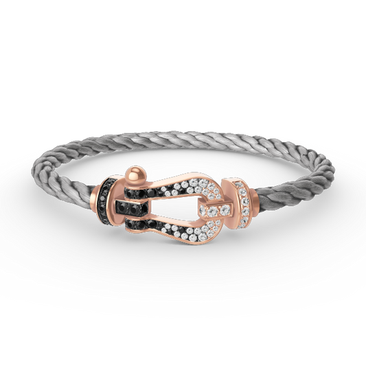 [Everoly JW]FORCE LARGE HORSESHOE BLACK WHITE DIAMOND BRACELET ROSE GOLD