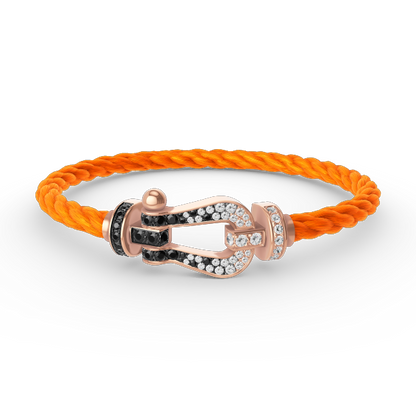 [Everoly JW]FORCE LARGE HORSESHOE BLACK WHITE DIAMOND BRACELET ROSE GOLD