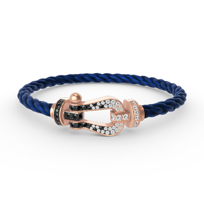 [Everoly JW]FORCE LARGE HORSESHOE BLACK WHITE DIAMOND BRACELET ROSE GOLD