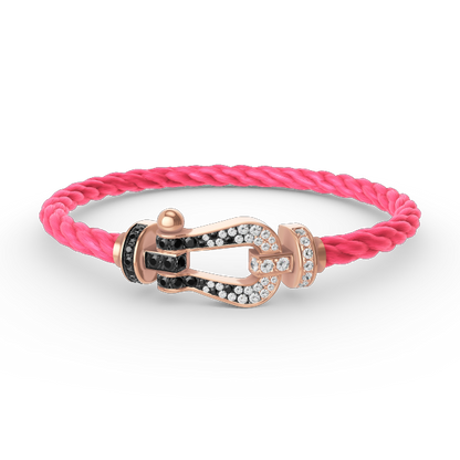 [Everoly JW]FORCE LARGE HORSESHOE BLACK WHITE DIAMOND BRACELET ROSE GOLD