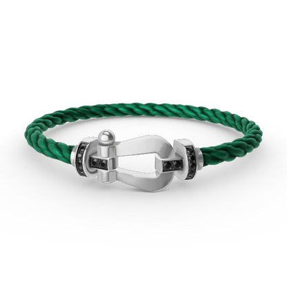 [Everoly JW]FORCE LARGE HORSESHOE BLACK DIAMOND BRACELET SILVER