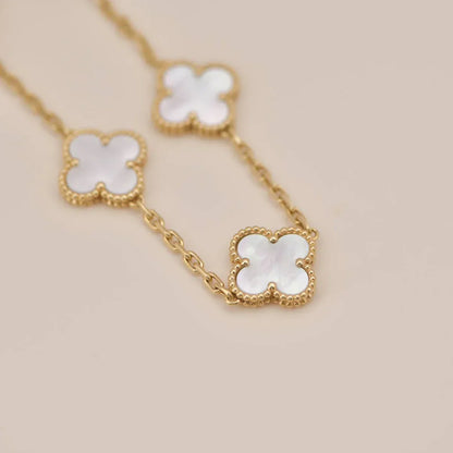 [Everoly JW] CLOVER WHITE PEARL MOP 5 MOTIF BRACELET COLLECTION