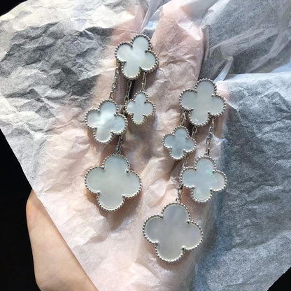 [Everoly JW]CLOVER EARRINGS WHITE MOP 4 MOTIFS SILVER