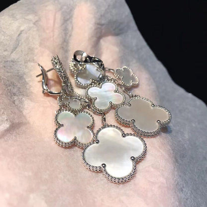 [Everoly JW]CLOVER EARRINGS WHITE MOP 4 MOTIFS SILVER