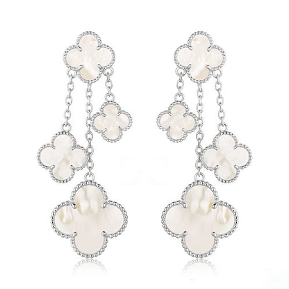 [Everoly JW]CLOVER EARRINGS WHITE MOP 4 MOTIFS SILVER