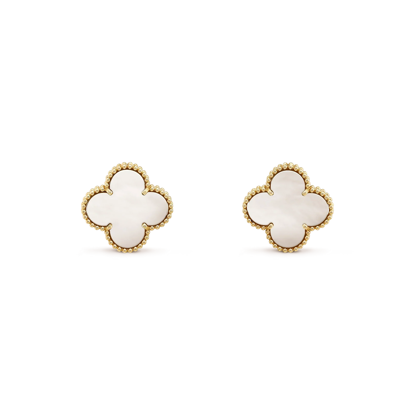[Everoly JW]CLOVER MEDIUM 1 MOTIFS  WHITE MOP STUD EARRINGS