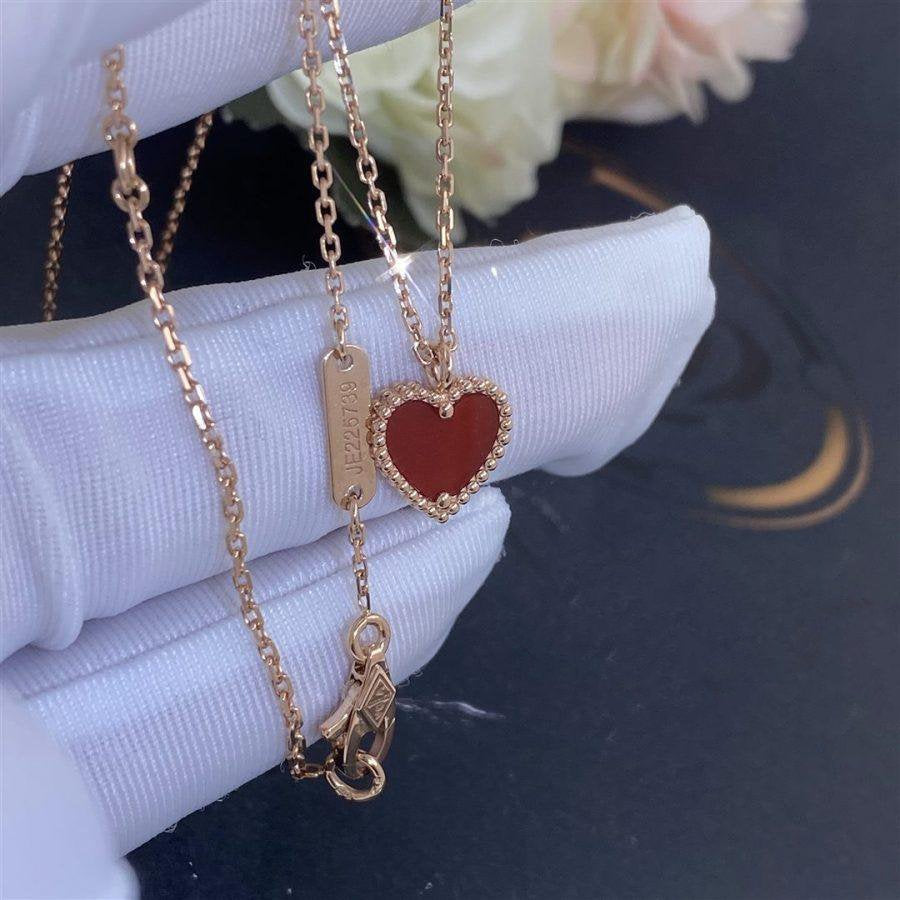 [Everoly JW]SWEET CLOVER CARNELIAN HEART NECKLACE