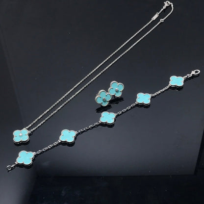 [Everoly JW]CLOVER 1 DIAMOND BLUE SKY SILVER EARRINGS