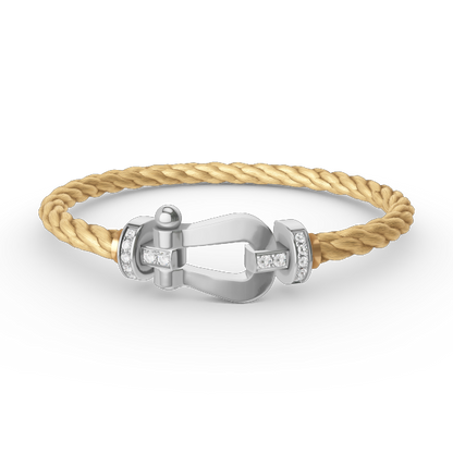 [Everoly JW]FORCE LARGE HORSESHOE HALF DIAMOND BRACELET SILVER