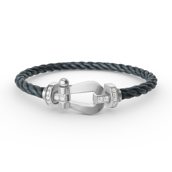 [Everoly JW]FORCE LARGE HORSESHOE HALF DIAMOND BRACELET SILVER