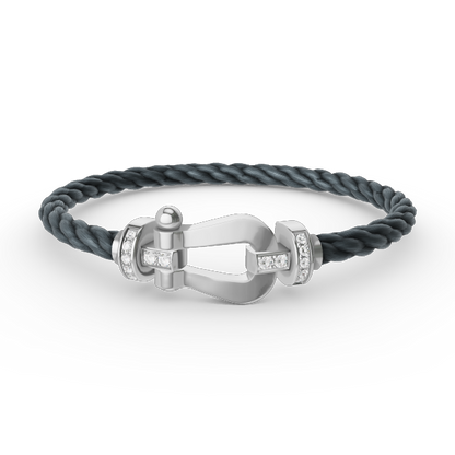 [Everoly JW]FORCE LARGE HORSESHOE HALF DIAMOND BRACELET SILVER