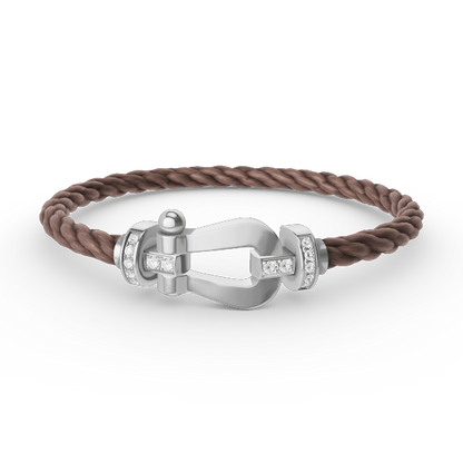 [Everoly JW]FORCE LARGE HORSESHOE HALF DIAMOND BRACELET SILVER