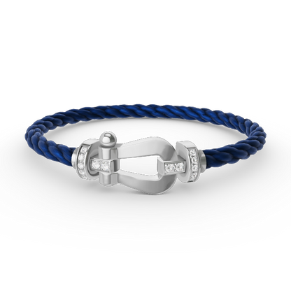 [Everoly JW]FORCE LARGE HORSESHOE HALF DIAMOND BRACELET SILVER