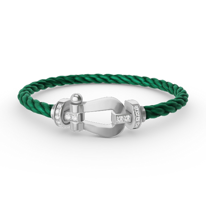 [Everoly JW]FORCE LARGE HORSESHOE HALF DIAMOND BRACELET SILVER