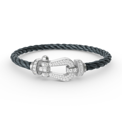 [Everoly JW]FORCE LARGE HORSESHOE FULL DIAMOND BRACELET SILVER