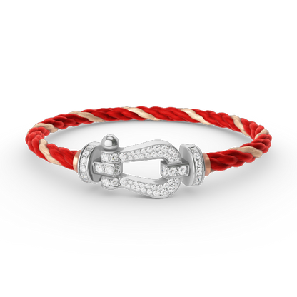 [Everoly JW]FORCE LARGE HORSESHOE FULL DIAMOND BRACELET SILVER