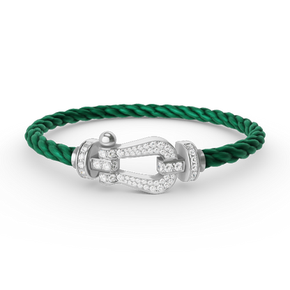 [Everoly JW]FORCE LARGE HORSESHOE FULL DIAMOND BRACELET SILVER